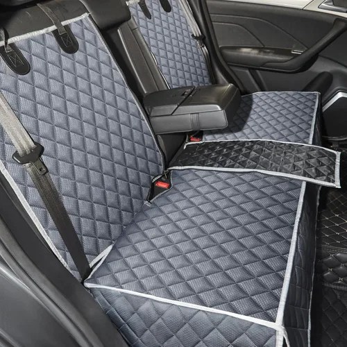 ANOSOSPECIAL Funda de asiento de coche para perros en gris para el asiento trasero, piel antiadherente, apta para mascotas e impermeable - Protector