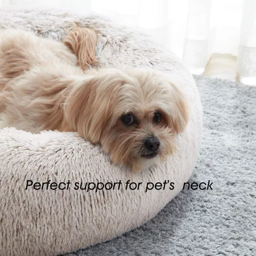 Miniatura 18 de WESTERN HOME WH Cama calmante para perros y gatos, dona acogedora anti-ansiedad, cama redonda cálida y acogedora de piel sintética, suave y azul