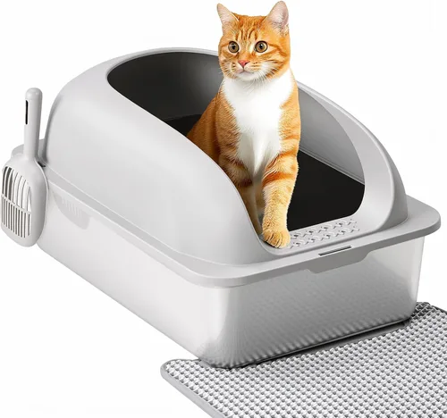 Miniatura 9 de OLIXIS Caja de arena para gatos con tapa, caja grande plegable para gatos con cuchara de arena, caja de arena para gatos con salida superior