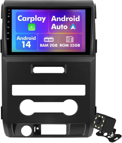 Radio de coche Android 14 para 2+32G (CA manual) Ford F150 Raptor 2009-2012 9 pulgadas pantalla táctil estéreo de coche con Carplay Android Auto