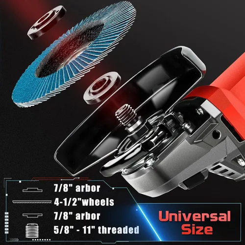 Miniatura 4 de SHALL Herramienta de amoladora angular de 7.5 amperios de 4-1/2 pulgadas, 6 amoladoras de velocidad variable, amoladora eléctrica de metal de 12000