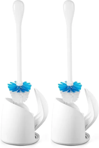 Miniatura 11 de OXO Good Grips Cepillo de inodoro compacto con contenedor y recipiente, cepillo para taza de baño y soporte con puerta automática para contenedor