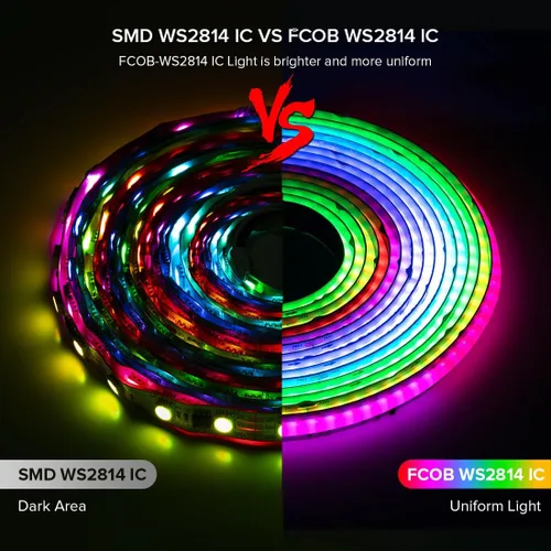Miniatura 3 de BTF-LIGHTING Tira LED FCOB COB WS2814 IC RGBW 6000K Flexible de Alta Densidad con Efecto de Persecución de Color Uniforme 3m DC24V 896LED/m 16IC/m