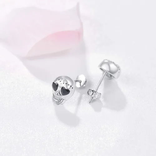 Miniatura 2 de Aretes punk de plata de ley 925 aretes góticos hipoalergénicos regalo de joyería de calavera para hombres y mujeres con caja de regalo regalos