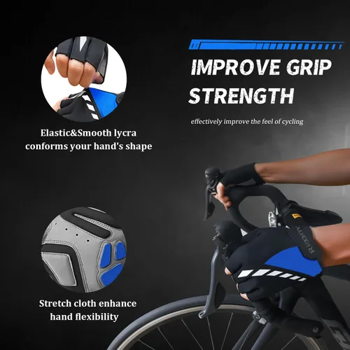 Miniatura 4 de Guantes de ciclismo, guantes de ciclismo acolchados de gel para hombres, antideslizantes, absorben los golpes, ligeros y transpirables, diseño