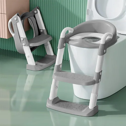 Miniatura 8 de Asiento de inodoro de entrenamiento para niños y niñas, asiento de inodoro con escalera, asiento plegable para inodoro con diseño antideslizante
