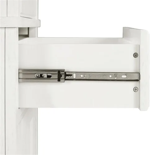 Miniatura 7 de Crosley Furniture Seaside - Armario de almacenamiento alto de lino y organizador de baño con cajón y estantes, color blanco envejecido