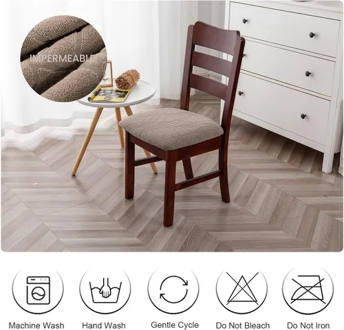 Miniatura 7 de Genina Fundas de asiento impermeables para sillas de comedor, fundas de asiento elásticas para sillas de comedor, extraíbles y lavables, fundas