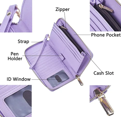 Miniatura 6 de Chelmon - Monedero para mujer de cuero genuino con bloqueo de señal RFID, para tarjetas de crédito