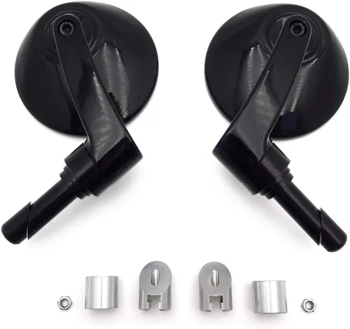 Miniatura 6 de MT448- Negro 7/8" 1" 0.866 in 0.984 in Espejo de extremo de barra redonda Diamante corte hacia abajo Café Compatible con H-D Reemplazo de 56000133A