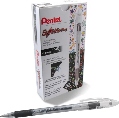 Miniatura 13 de Pentel Sparkle Pop Bolígrafo de Gel Metálico, (1.0mm) Línea Gruesa, Rosa, Caja de 12 Bolígrafos (K91-DP)