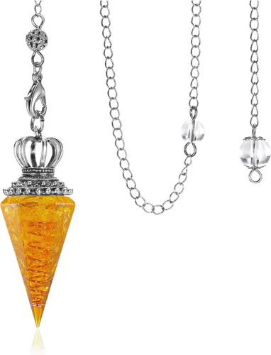 Miniatura 13 de Jovivi Péndulos naturales de cristal curativo de 7 chakras para radiestesia de adivinación, corona de 6 hechos, piedras de resina puntiagudas