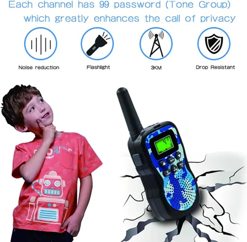 Miniatura 2 de Walkie Talkie para niños, juguetes para niños y niñas de 3 a 12 años con pantalla LCD retroiluminada y rango de linterna de hasta 1.9 mi, regalos