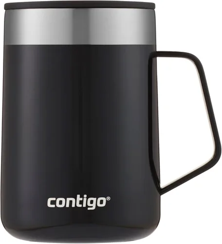 Contigo Streeterville - Taza de acero inoxidable con asa y tapa a prueba de salpicaduras, taza de metal aislada al vacío para café y té con asa y
