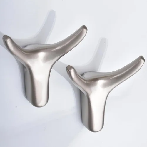 Miniatura 8 de Alele 2 ganchos de cuerno negros montados en la pared, ganchos de doble pared de metal resistente para colgar abrigos, toallas, sombreros, etc.