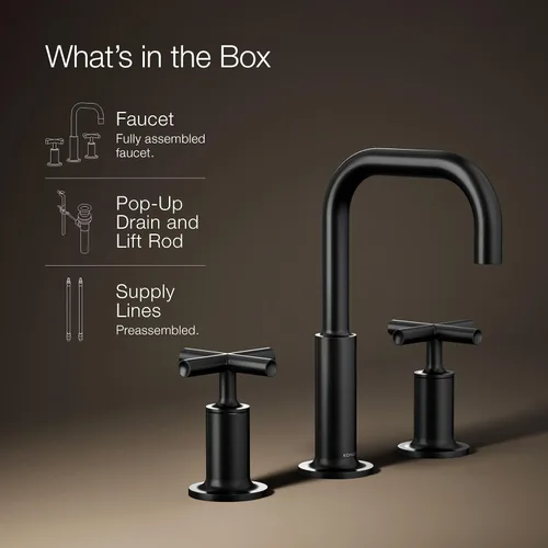 Miniatura 13 de Kohler K-14410-4-BGD Purist - Grifo para lavabo de baño con manijas de palanca baja y boquilla baja, K-14406-3-BL