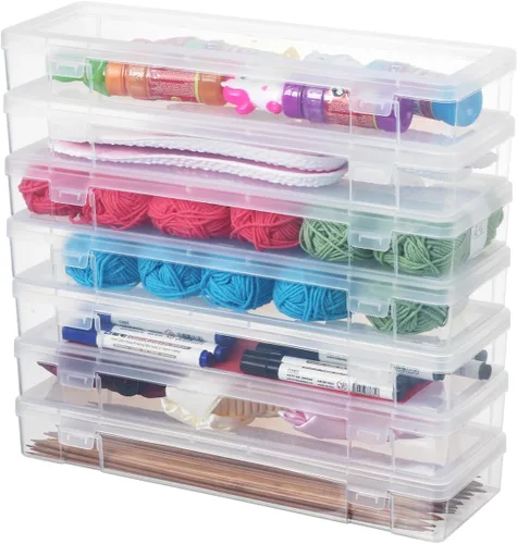 Miniatura 2 de novelinks - Cajas de almacenamiento apilables de plástico transparente con tapa de cierre - Contenedores de almacenamiento organizadores para 6 Pack