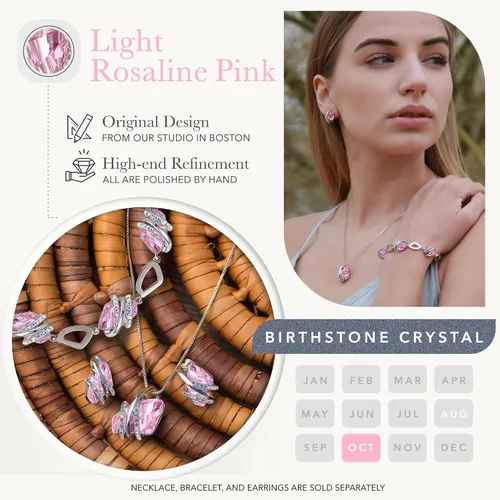Miniatura 44 de Leafael Wish Stone - Collar con dije chapado en oro rosa de 18 quilates, con cristales de Swarovski, joyería de piedra natal, 18 pulgadas + 2