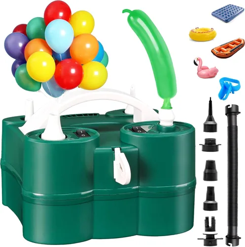 Miniatura 7 de Bezente Balloon Pump Electric, 3-in-1 Portable Black Gold Electric Air Machine Balloon Pump Dual Nozzle Balloon Inflator for Inflatables and Latex