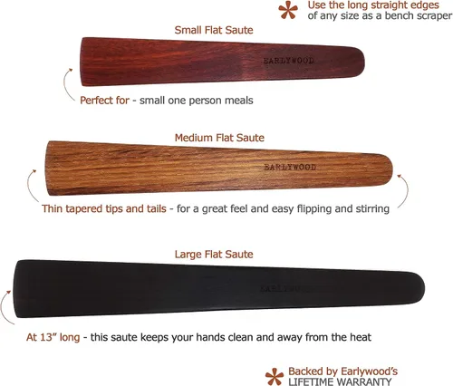 Miniatura 2 de Juego de utensilios de cocina de madera de 3 piezas: 3 espátulas de cocina de madera fina. Juego de espátulas de madera multiusos, ideal