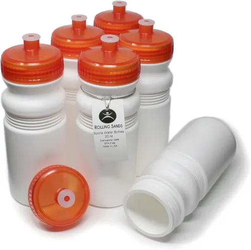 Miniatura 21 de Rolling Sands Botellas de Agua Deportivas de 20 Onzas Fabricadas en Estados Unidos - Paquete de 6 Botellas Deportivas en Blanco sin BPA para Equipos