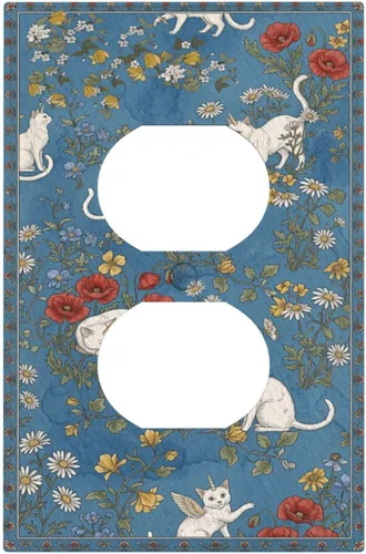 Miniatura 135 de Decorative Outlet Covers Blue Background White Cat Daisy Floral 2-Gang 1-Gang Wall Plate Single Toggle/Rocker Farmhouse Style Light Switch Covers