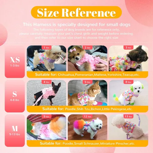 Miniatura 7 de Lindo arnés y correa para perros pequeños, arnés de encaje rosa floral para cachorros para perros pequeños, gatos, malla suave, chaleco para perro