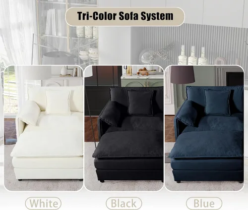 Miniatura 8 de Modular Sectional Sofa, Oversized Deep Seat U Shaped Couch Set for Living Room, 3 Seater Comfy Cloud Couches with 2 Movable Ottomans, DIY