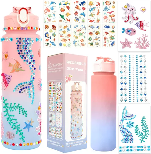 Regalos para niñas de 4 a 12 años, decora tus propios kits de botellas de agua para niños de 4 a 6 a 8 a 10 años, regalos de cumpleaños de Pascua
