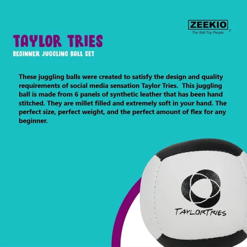Miniatura 6 de Zeekio - Taylor Tries Signature - Juego de pelotas de malabarismo para principiantes, todos los niveles y todas las edades - Pelota de cuero