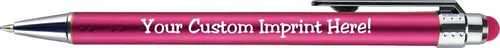 Miniatura 4 de Bolígrafos personalizados con punta de stylus -Bright Vibes- acción de clic, personalizables, escritura negra, bolígrafos con nombre impreso, Rosa