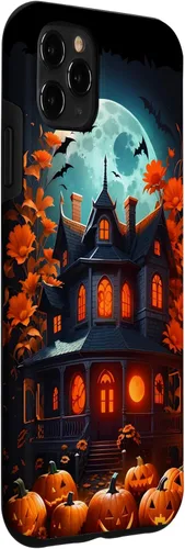Miniatura 3 de Funda para iPhone 11 Pro Max Halloween espeluznante casa embrujada murciélagos y calabazas talladas