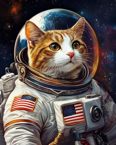 Tucocoo Pintura de Gato de Bricolaje por Números para Adultos Gato Astronauta Pintura al Óleo Digital de Bricolaje Pintura Acrílica Planeta Espacio