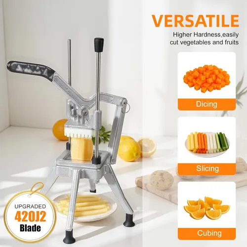 Miniatura 3 de Picador comercial de verduras, cortador de frutas profesional resistente con hoja de repuesto de 1/4 pulgadas, cortador de papas fritas de acero