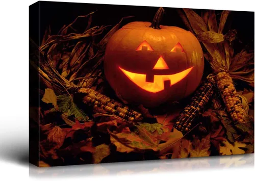 Miniatura 62 de Denozer - Pintura artística de pared de Halloween, impresión artística sobre lienzo para dormitorio, sala de estar, decoración de pared del hogar