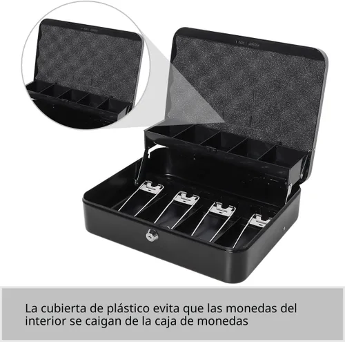 Miniatura 2 de Jssmst - Caja grande de seguridad para dinero con bandeja; caja con cerradura para dinero con cable de seguridad y cerradura de llave, de metal
