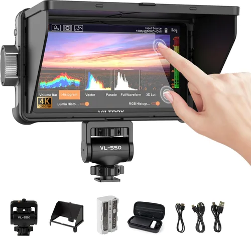 Miniatura 8 de VILTROX DC-550 – Monitor de campo para cámara DSLR de 1200 nits, kit de monitor de video externo portátil con pantalla táctil de 4K 1920x1080