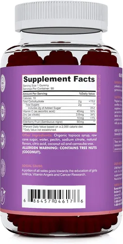 Miniatura 3 de RUWAA NUTRITION Sambucus Gomitas de saúco para niños con zinc y vitamina C: antioxidantes, vitaminas de apoyo inmunológico, apoya la salud