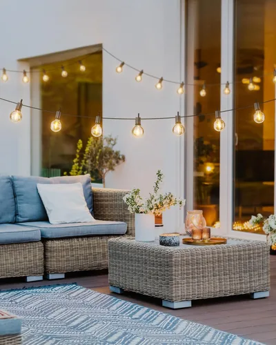 Miniatura 9 de Tira de luces G40 de 25 pies, con focos transparentes, con certificado UL para patios traseros, interiores y exteriores, negro, SYNCHKG061359