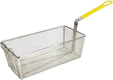 Miniatura 8 de Tiger Chef Prensa de la cesta de la freír del acero inoxidable con la manija plástica roja de 11 pulgadas