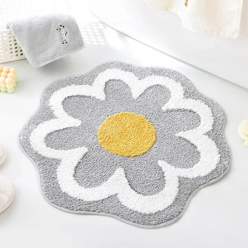 Miniatura 10 de TRUEDAYS Alfombra de baño de flores verdes para suelo de baño, pequeña alfombra de baño antideslizante de absorción de agua, alfombra de baño ultra