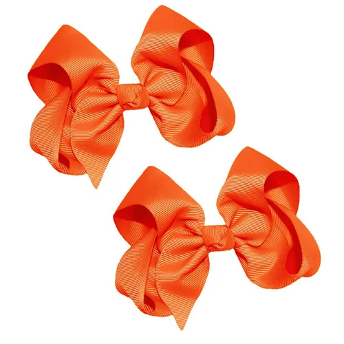 Miniatura 8 de WEBB DIRECT2U Juego de dos lazos para el pelo de grogrén sólido de 4 pulgadas, pinzas de cocodrilo, color verde manzana