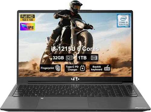 Miniatura 13 de NIMO Laptop portátil FHD IPS de 15.6", Intel Core i3-1215U (hasta 4.4 GHz, Beat R5 7520U), 8 GB de RAM 128 GB SSD Computadora de trabajo, KB