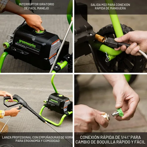 Miniatura 6 de Greenworks 2000 Max PSI @ 1.1 GPM (13 Amp) Lavadora a presión eléctrica GPW2000-1RG