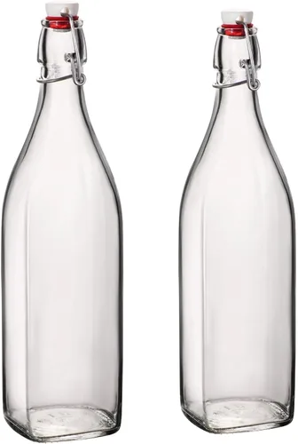 Miniatura 11 de Bormioli Rocco Botella de Vidrio con Tapa Basculante (Juego de 2) – Contenedor Reutilizable de 17 oz con Cierre de Metal Seguro, Ideal para Jugos