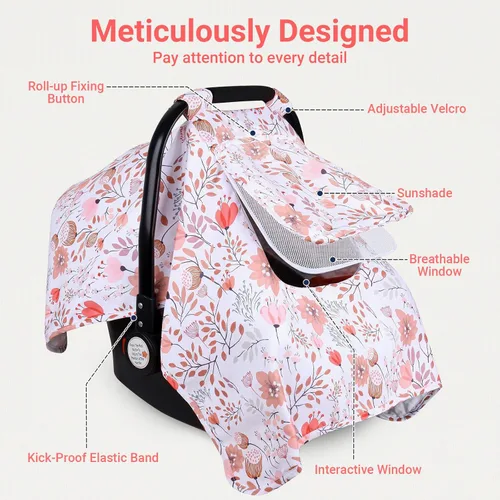 Miniatura 4 de Funda para Asiento de Coche para Bebé, Fundas para Asiento de Coche para Bebé con 2 Capas, Ventanas con Cremallera Transpirables, Funda para Asiento