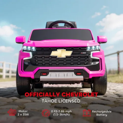 Miniatura 3 de Aosom - Automóvil de paseo con licencia Chevrolet Tahoe, juguete eléctrico con batería de 12 V y 7 AH, con control remoto para padres, luces LED