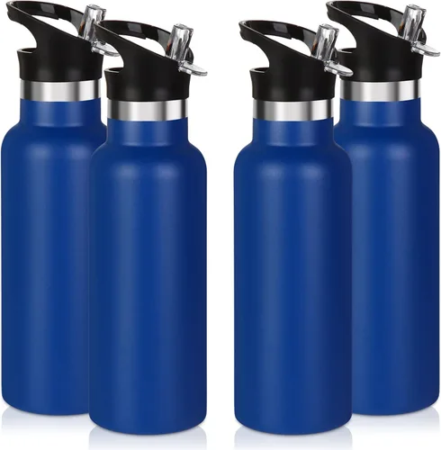 Miniatura 33 de Volhoply Botella de agua aislada para niños de 17 onzas, botellas de agua de acero inoxidable con tapa con pajilla, botella de agua de metal al