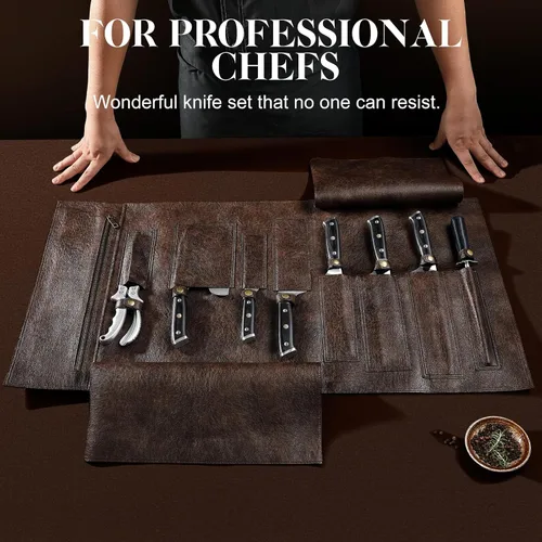 Miniatura 8 de Juego de cuchillos de chef, cuchillo de deshuesado y carnado, cuchillo de carnicero, cuchillo Nakiri de acero de alto carbono de Japón, juego