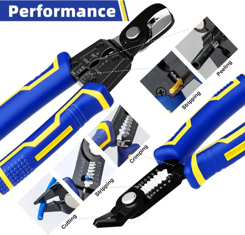 Miniatura 4 de haisstronica Juego de herramientas pelacables para bricolaje, 10-20AWG, paquete de 3 pelacables manual y cortadores de desbaste y cortadores